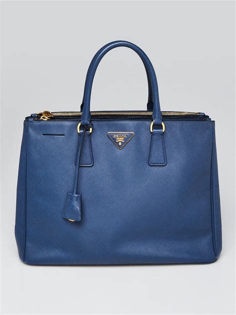 Blue Saffiano Lux Leather Double Zip Large Tote Bag BN1786